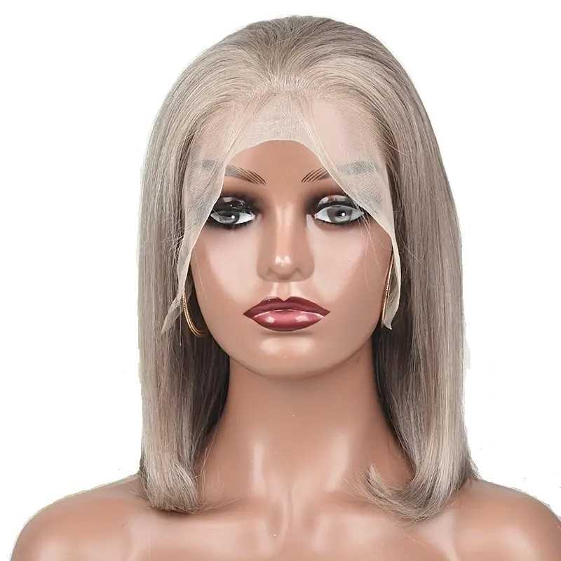 Full Lace Wig, Short Length, Bob Cut, Color Grey, Made With Remy Indian Human Hair