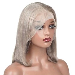 Full Lace Wig, Short Length, Bob Cut, Color Grey, Made With Remy Indian Human Hair