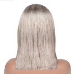 Full Lace Wig, Short Length, Bob Cut, Color Grey, Made With Remy Indian Human Hair