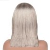 Full Lace Wig, Short Length, Bob Cut, Color Grey, Made With Remy Indian Human Hair